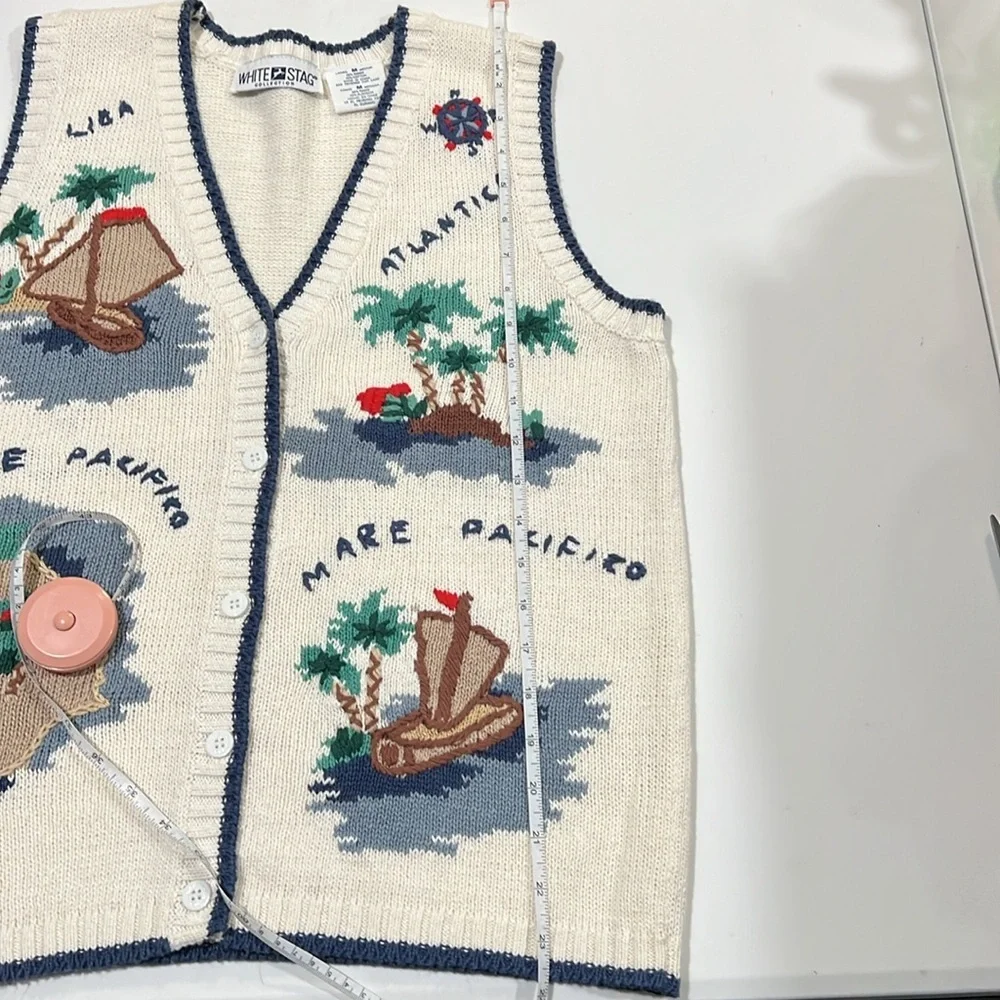 White Stag - medium, islander sweater vest, white/blue‎
